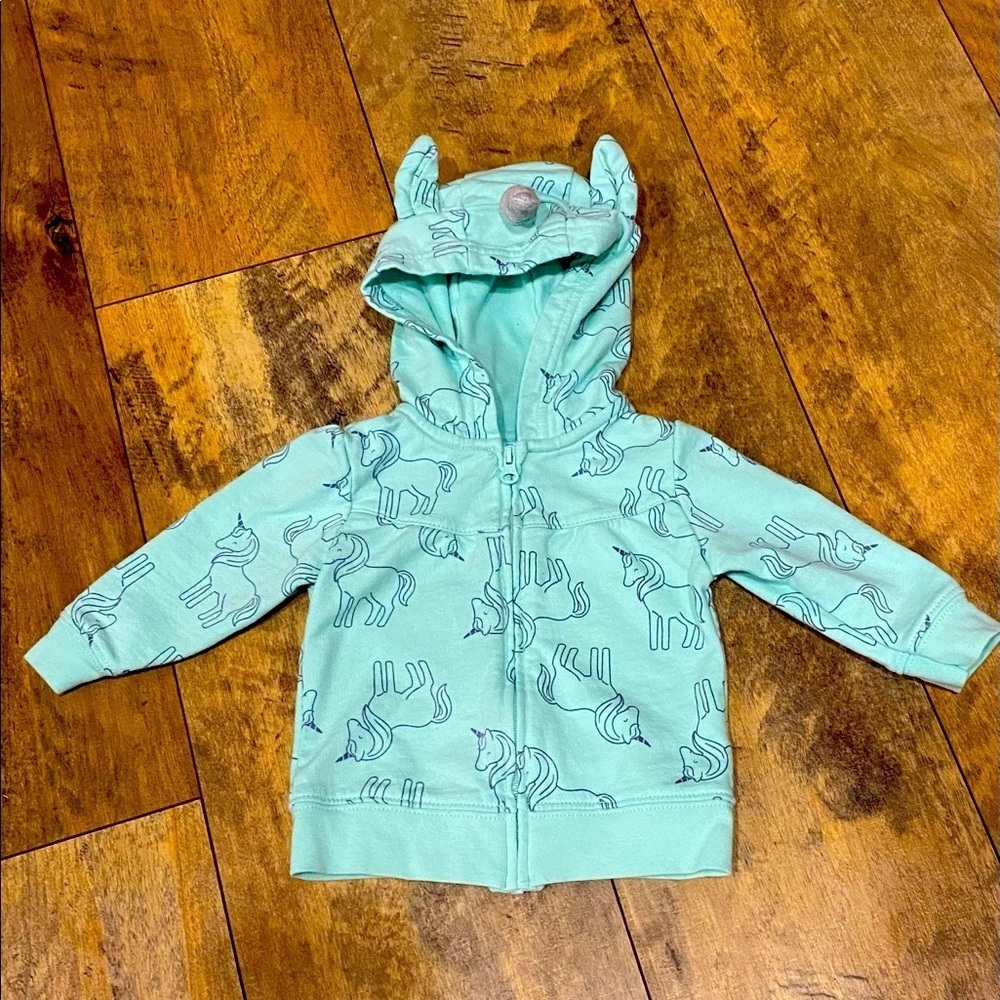 Carter’s Baby Girl Unicorn Hoodie Jacket, 6 Mo